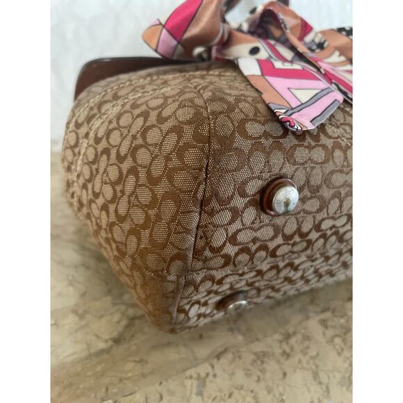 Coach SOHO Signature C Canvas Leather brown Shoulder bag HandBag F12312 - Picture 8 of 10